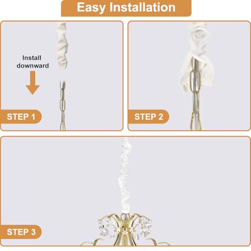 Image of Chandelier Chain Cover White 2 Pack with Touch Fasteners,39.37inches Brushed Polyester Fabric Chain Sleeve for TV Cord Cover Decorative Cord Hider Easy Install Convenient for Wire Management