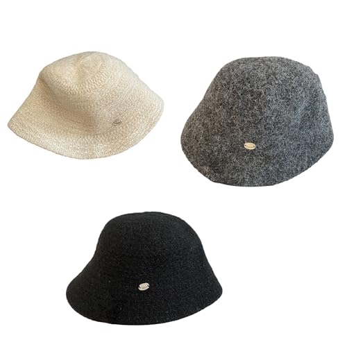 Elegant Traditional Interlaced Bucket Hat Unisex Cotton Sun with Wide Border for Outdoor Tasks and Season Fashion Pliable Thi Gray by PASNMKvn - Used condition - Image 5