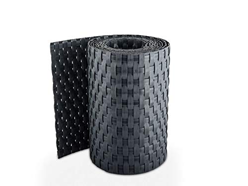 Mayaadi Home Privacy Screen Strips, Polyrattan Roll, Rattan Fence Film, Privacy Screen, Garden Mat Fence, Balcony Mat, Single Rod Fence, Length 2.55 m, Height 19 cm, Anthracite, Pack of 1