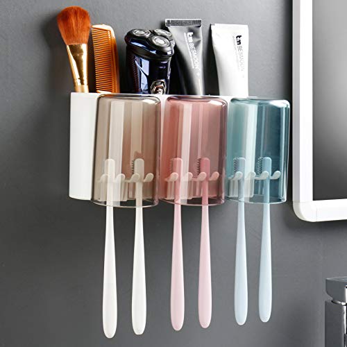 iHave Toothbrush Holder Wall Mounted, Kids Favorite Tooth Brush Holder, 3 Cups Electric Toothbrush Holders for Bathrooms