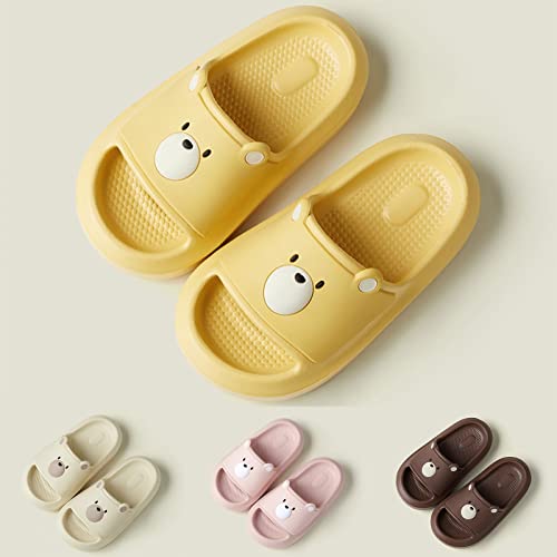 Toddler Little Kid Slides Sandals Girl Boy Slippers Thick Sole Slippers House Bathroom Shower (Khaki, 13 Little Child)2