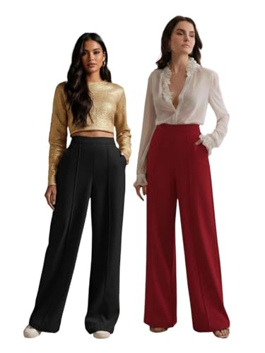 Image of KOTTY Women's Formal Wide Leg Pant Set with Tailored Fit for Office Wear, Casuals Styling, and Elegant Smart Casual Fashion