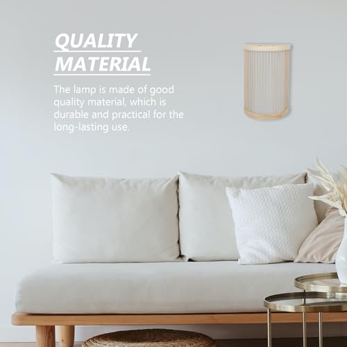 Aplique de pared de bambú beige con diseño creativo para iluminación de interior en dormitorio 5