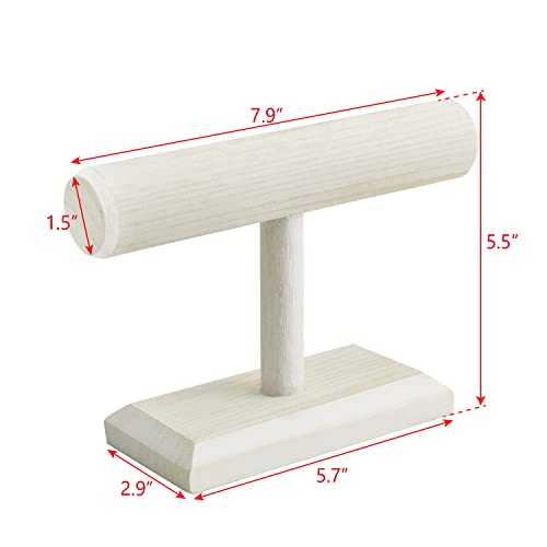 Ikee Design Antique Wooden Display Jewelry Accessory Stand, Bracelet Scrunchie Holder Display For Store, Showcase And Home, Wash White Color, 7.9" W X 2.9" D X 5.5" H #TOP1