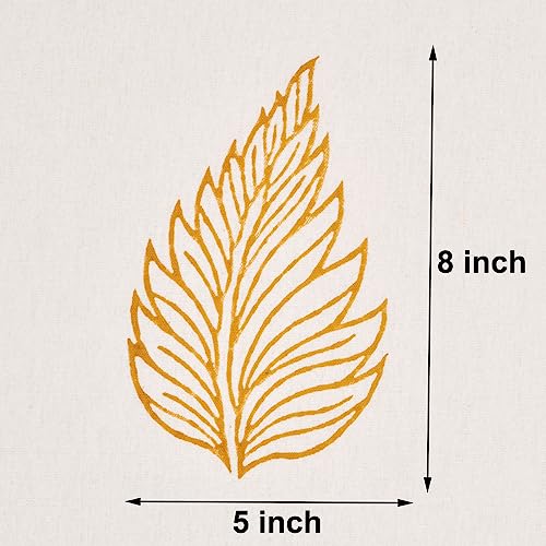 Image of THE LINEN COMPANY Printed Cotton Curtains 4 Feet for Window, Duck Canvas Leaf Pattern Curtains, 4ft Set of 2, Mustard Leaf
