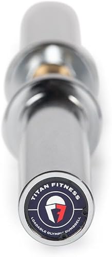 Miniatura 7 de Titan Fitness Barra de mancuernas olímpica cargable de 36 pulgadas, capacidad de 400 libras, mango moleteado para entrenamiento de fuerza en el