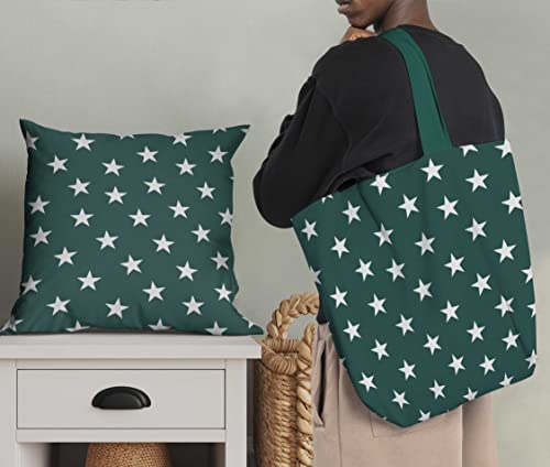 Image of Soimoi Green Polyester Crepe Fabric Stars Star Print Fabric by The Meter 52 Inch Wide