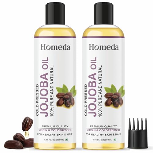 Image of Cold Pressed Jojoba Oil for Hair Growth, Face Glow, Skin (400 ml) 100% Pure, Organic, Virgin & Unrefined