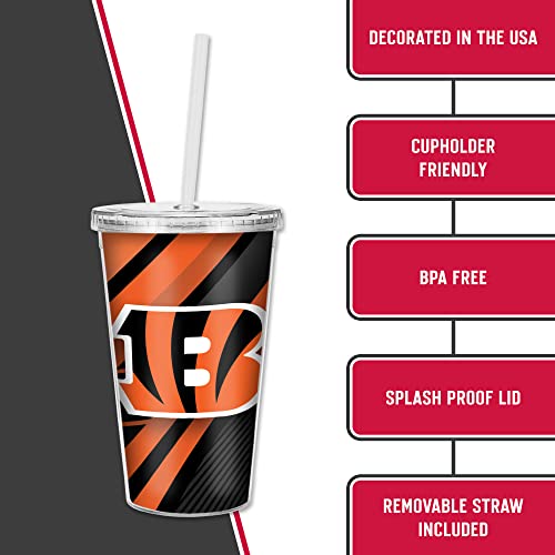 Image of Rico Industries NFL Football 16oz Clear Tumbler W /Straw for NFL Fans