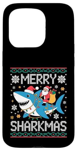 Merry Sharkmas AO[Z[^[ T^ CfBO V[N Cgt X}zP[X iPhone 15 Pro p