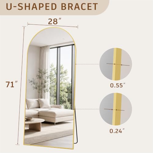 Image of Koonmi 71x28 Arched Full Length Mirror, Floor Mirror with Stand