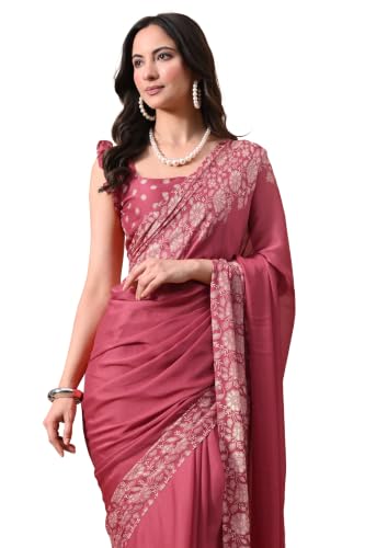 Image of MIRCHI FASHION Women Saree | Chiffon Chevron Zig Zag Printed Office Wear Sari with Blouse