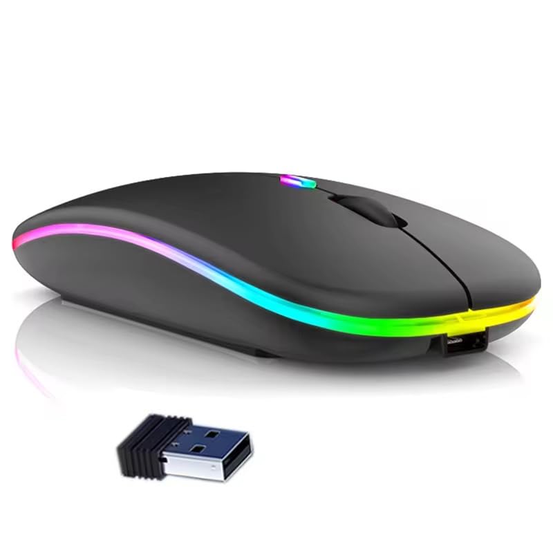 Printme Wireless RGB Mouse with USB Receiver, Rechargeable, Silent Click, and 3 - Speed DPI Adjustable, Gaming and Office Use, Compatible with Laptop, Mac, iPad (Black)-picture-24