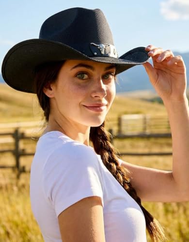 Image of thuizen Western Outback Cattleman Straw Cowboy Hat for Men and Women