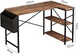 mcc direct L-Shaped Corner Desk With Bookshelf, 120cm Computer Study Office Gaming Writing Table, Reversible for Home Studio Workstation (Black) - Image 2