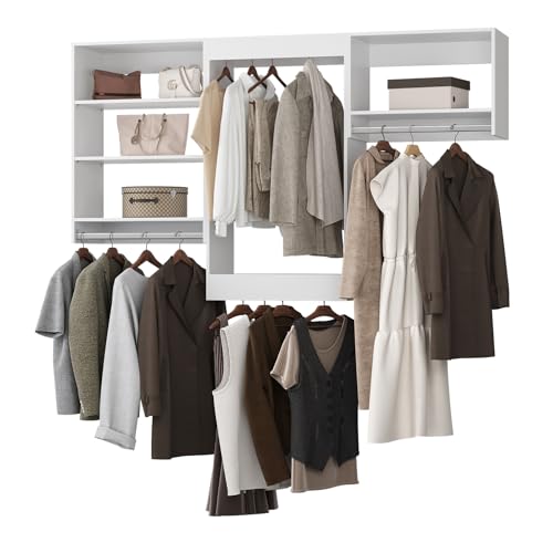 MODCART Modular Closet System, 78" Wide Organizer With Hanging Shelving,