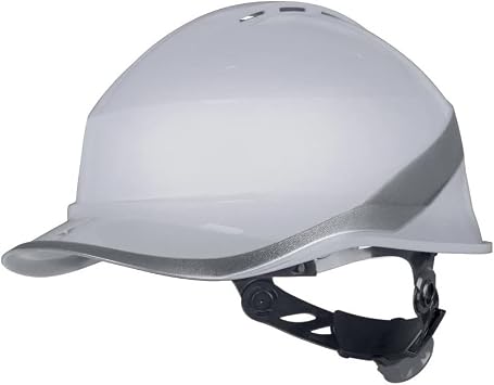 Vented Construction Site Helmet with Baseball Visor, ABS Plastic, Rotor Closure, Head Circumference 53-64 cm, Dielectric Deltaplus Diamond VI Wind - One Size, White