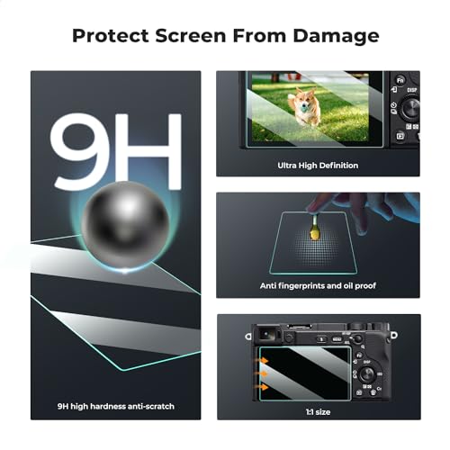 Image of K&F CONCEPT 3pcs Screen Protector & Hot Shoe Cover Compatible with Sony NEX 7 /NEX 6 /NEX 6L /NEX 5 /NEX 3N /A6600 /A6100 /A6400 /A6300 /A6000 /A5000 Camera, Ultra Clear Tempered Glass, Anti-Scratch Bubble Free