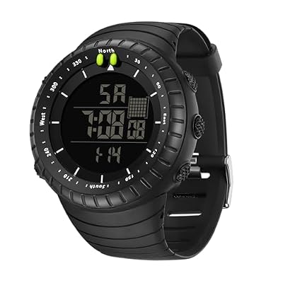 Orologio sportivo digitale da uomo, impermeabile, tattico, con retroilluminazione a LED, sveglia, data, orologio militare da uomo, Nero , 15 millimetri, Cinturino