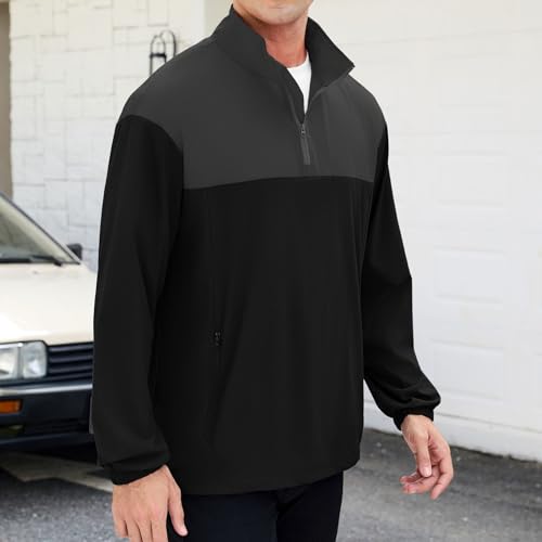 Image of EDITCOZY Men's Lightweight Quarter Zip Pullover Casual Windbreaker for Running Golf Jackets with 3 Pockets