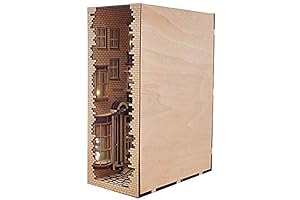 suruim Wooden Diagon Alley Book Nook Kit Bookend Puzzle Miniature Nook Wizard...
