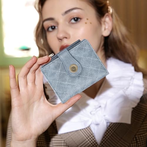 Image of FALAN MULE Small Wallet for Women Bifold RFID Blocking Leather Card Holder with Zipper Coin Pocket