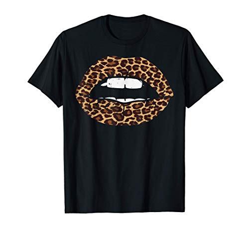 Leopard Print Lips Sexy Mouth Kiss Animal Lover Women T-Shirt
