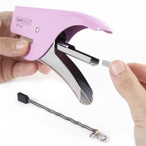 Image of Rapesco 1377 SP-64 Stapling Plier and 1000 Type 21 /4mm Staples, 12 Sheet Capacity, Candy Pink