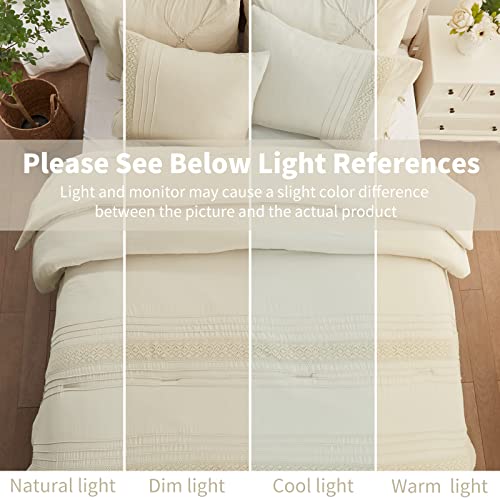 Semech King Size Comforter Set, Ultra Soft Lace Bedding Comforters King Size, 3 Piece Dark Ivory King Comforters For King Bed With 2 Pillow Shams (Champagne Ivory, 106"X90") #TOP1