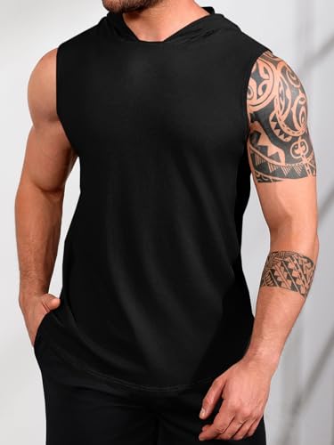 Runcati Mens Sleeveless Hoodies Workout Hooded Tank Tops Muscle Gym Bodybuilding Fitness Training T Shirts2
