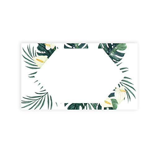 Andaz Press Tropical Geometric Monstera Palms Place Cards for Wedding Party Tables, Seating Name Place Cards for Holders, Premium Design, Wedding Decorations, 60 Pack, 2 x 3.5 Inches