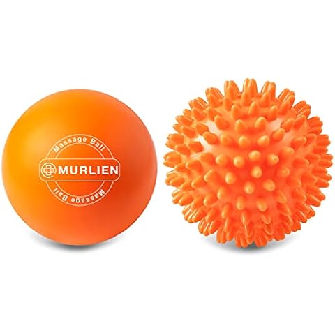 MURLIEN Massage Ball Set, Spiky Ball & Lacrosse Ball for Body Massage, Muscle Relief, Deep Tissue, Myofascial Release, Massager for Neck, Shoulder, Back, Foot or Muscle Tension - Orange Cover