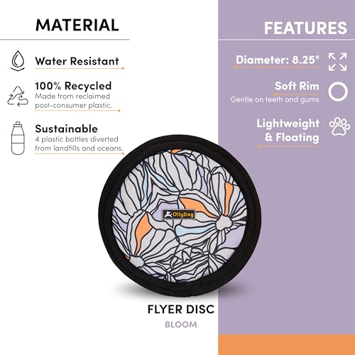 OllyDog Flyer Disc, Dog Frisbee, Lightweight and Floating, Dog Toys Interactive, Dog Stuff, Gentle on Teeth and Gums (Bloom) OllyDog Flyer Disc, Dog Frisbee, Lightweight and Floating, Dog Toys Interactive, Dog Stuff, Gentle on Teeth and Gums (Bloom)