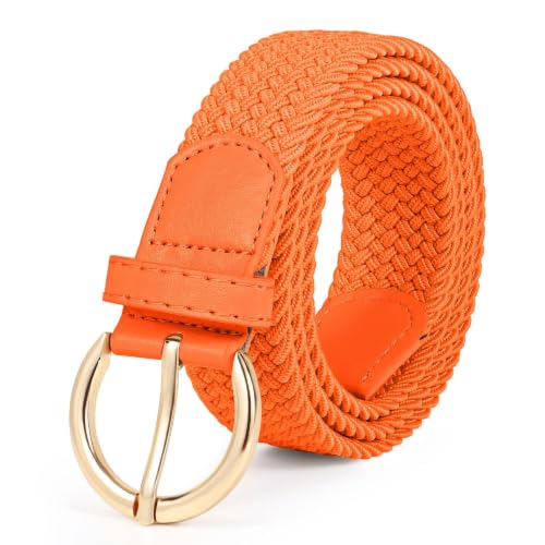 Image of JASGOOD Women Men Braided Woven Elastic Stretch Waist Belt Golf Canvas Fabric Casual Belt for Jeans Pants
