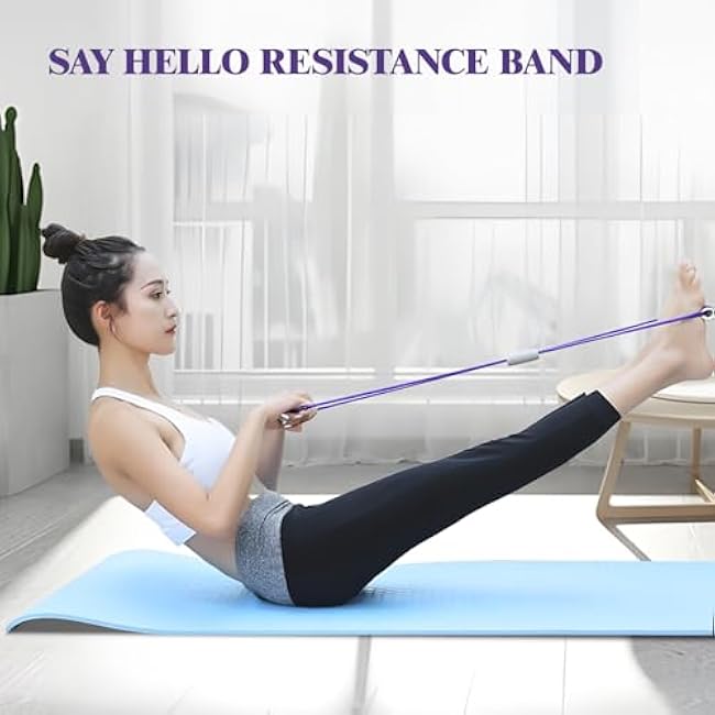 2 Pcs Resistance Band with Handles,Figure 8 Resistance Band,Suitable for Full Body Exercise, Strength Training,Flexibility, Exercise Elastic Rope,Suitable for Home,Gym (Purple)