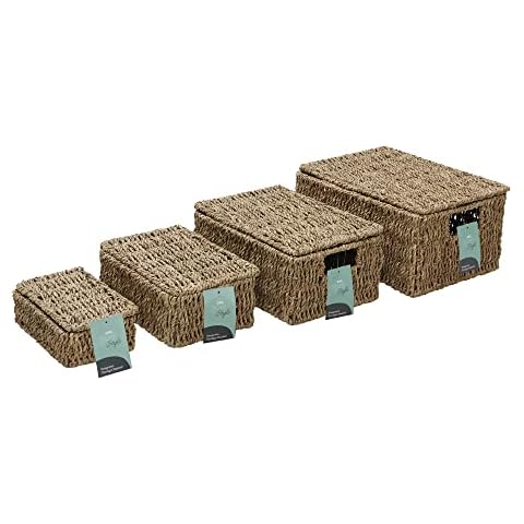 JVL Seagrass Set of 4 Storage Baskets Cover