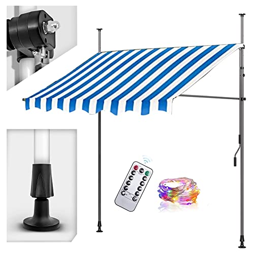 Toldo retráctil exterior para patio con manivela telescópica y protección solar UV