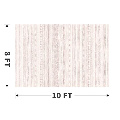 8x10 Pink Area Rugs for Living Room Machine Washable Rug Distressed Girls Nursery Rug Indoor Carpet Neutral Moroccan Boho Rug Ultra Soft Area Rug for Bedroom Dining Room Playroom Office