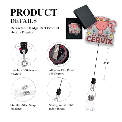 Image of at Your Cervix Funny Labor & Delivery Nursing Retractable Badge Reel with Alligator Clip, for Doctor Nurse Gifts,for Labor & Delivery NICU Nurse OBGYN Midwife RN LPN CNA Nursing Doctor