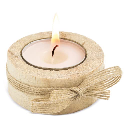 DISOK - Lote de 25 Velas de Madera Artesanal RIBON. Originales velas como detalle de boda, bautizo y comunión.