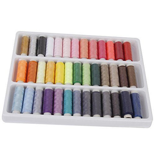 Generic Bluecell 39 Assorted Color 200 Yards Per Unit Polyester Sewing Thread Spool Set + Bluecell LCD Cleaner Stylus