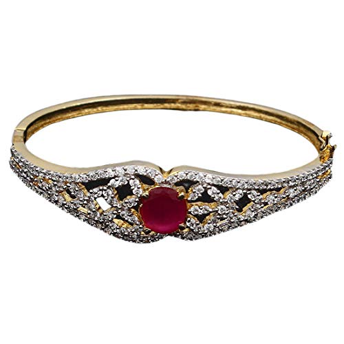 Cobre redondo de alta joyería con circonita pink rubí brillante