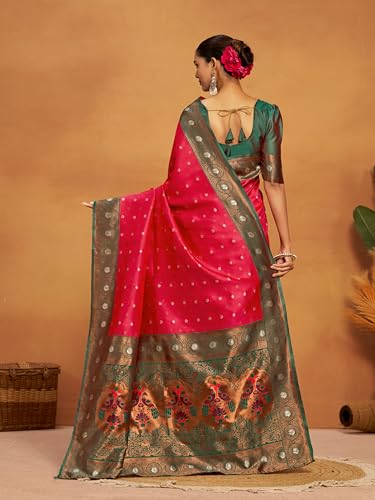 Image of EthnicJunction Women's Silk Blend Woven Paithani Saree With Blouse Piece | Wedding Saree | Heavy Saree
