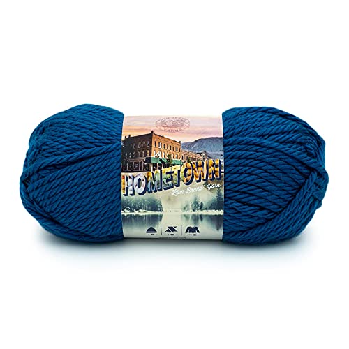 Image of Lion Brand Yarn Hometown Yarn, Super-Bulky Yarn for Knitting, Crocheting, and Crafting, 1 Pack, Athens Blue Sky | Super Bulky Acrylic Fiber for Warm Crochet Blankets, Knit Winter Hats, Chunky Cardigans, Soft Scarves, Weaving