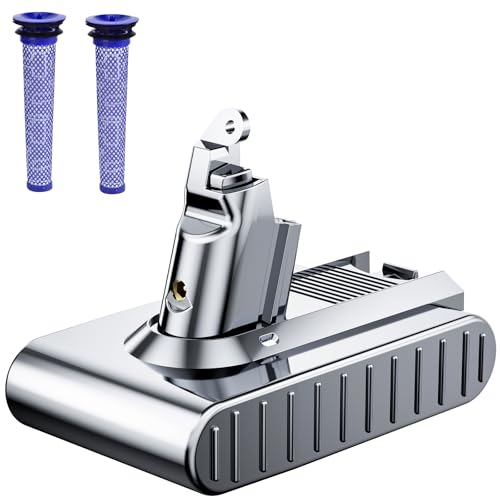 JUNWOOD 8000mAh Replacement for Dyson V6 Battery 21.6V Lithium VTC4 SV03 SV04 SV05 SV06 SV07 SV09 DC58 DC59 DC61 DC62 DC72 DC74 Absolute Animal Motorhead Slim Vacuum with 2 Filters (V6)