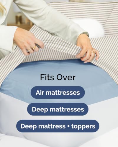 Image of CGK Linens 2 Pack Extra Deep Queen Fitted Sheets - Beige Stripes