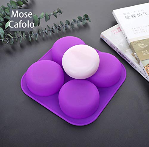 Mose Cafolo 2 Pcs Glossy Silicone Molds 4 Cavity Round Shaped Mold for Soap Making Supplies DIY Bath Bombs Shower Steamer Lotion Bars…
