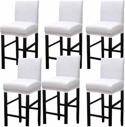 Stretch PU Barstool Covers Set of 6, Removable Chair Slipcovers for Pub Chairs, Durable High-Back Seat Protectors, Easy to Clean, Perfect for Home & Bars