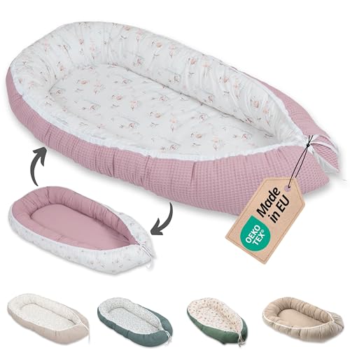 ULLENBOOM Babynest - 100% OEKO-TEX Materialien & Made in EU, Märchenwald - Babynestchen Neugeborene aus kuscheliger Baumwolle, Ideal als Reisebett & Kuschelnest geeignet