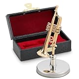 EASTROCK Mini Trumpet Model - 1.8in Trumpet Ornament Replica for Home Decoration and Musical Gift